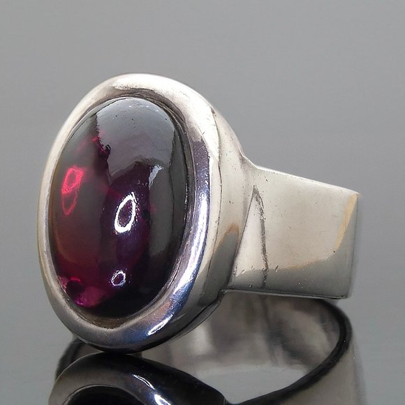Vintage Natural Red Stone (Garnet?) Sterling Silver Ring, Size 6.25 Stamped 925 - Picture 3 of 11